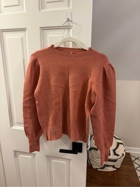 Dreamers Rust Puff-Sleeve Crewneck Sweater